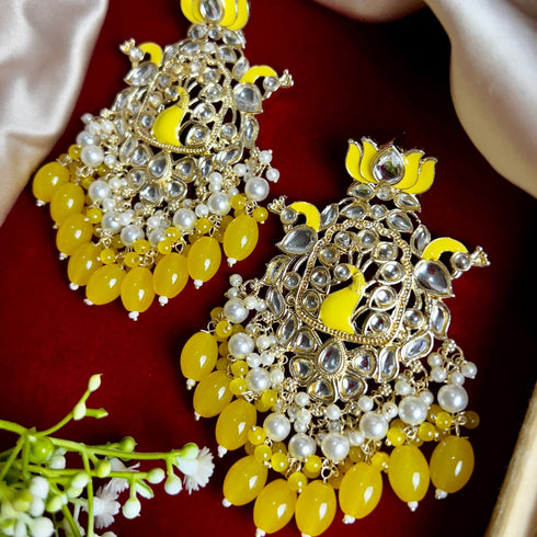 Lotus & Peacock Kundan Earrings from Trenzify Store.