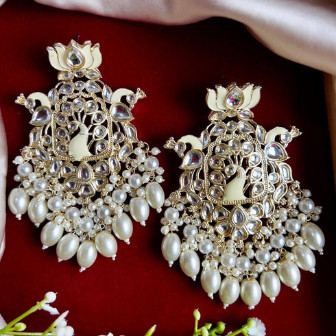 Lotus & Peacock Kundan Earrings from Trenzify Store.