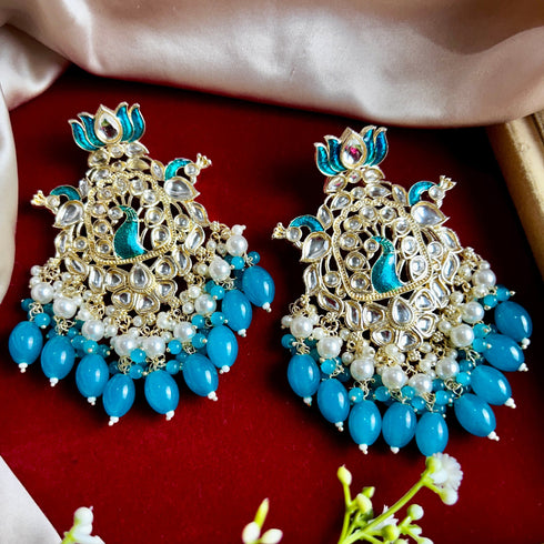 Lotus & Peacock Kundan Earrings from Trenzify Store.