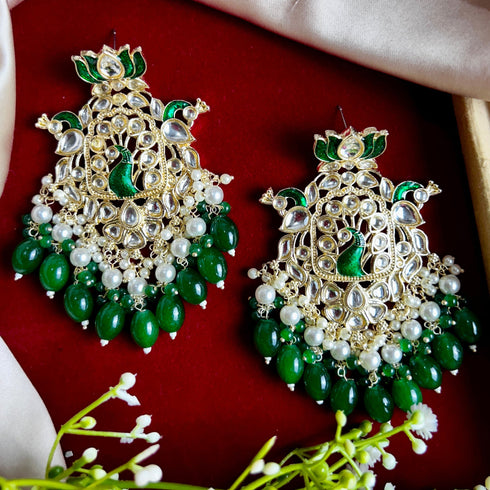 Lotus & Peacock Kundan Earrings from Trenzify Store.