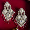 Red Beaded Kundan Chandelier Earrings from Trenzify Store.