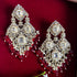 Red Beaded Kundan Chandelier Earrings from Trenzify Store.