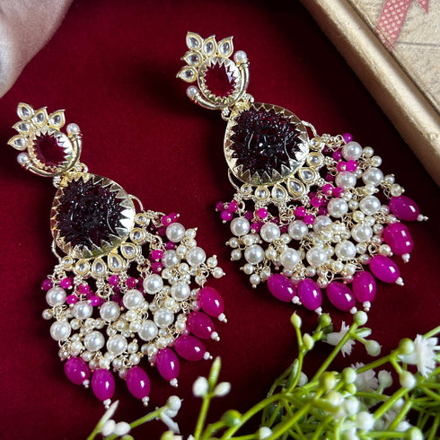 Pearl & Stone Chandelier Earrings from Trenzify Store.