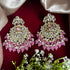Pink Beaded Kundan Chandbali Earrings from Trenzify Store.