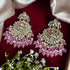 Pink Beaded Kundan Chandbali Earrings from Trenzify Store.
