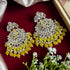 Yellow Beaded Kundan Chandbali Earrings from Trenzify Store.