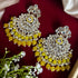Yellow Beaded Kundan Chandbali Earrings from Trenzify Store.