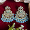 Turquoise Beaded Kundan Chandbali Earrings from Trenzify Store.