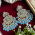 Turquoise Beaded Kundan Chandbali Earrings from Trenzify Store.