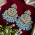 Turquoise Beaded Kundan Chandbali Earrings from Trenzify Store.