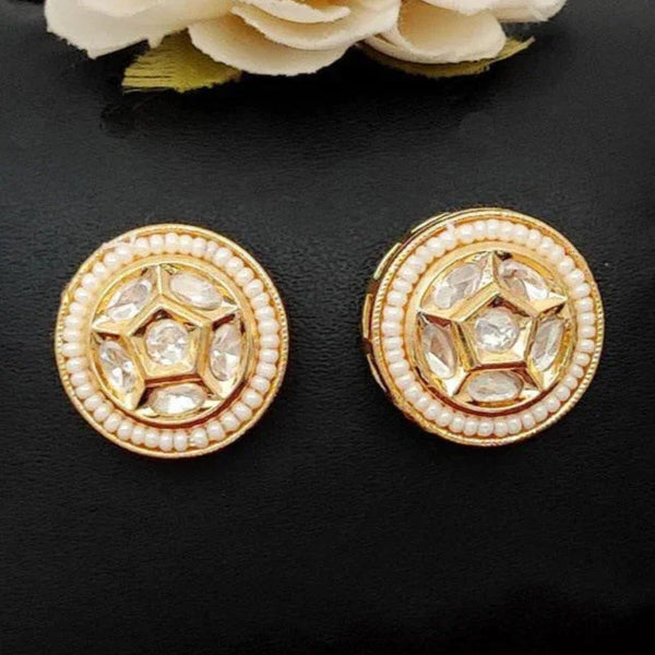 Classic Kundan Stud Earrings with Pearl Border from Trenzify Store.