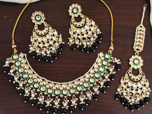 Exquisite High Gold Kundan Necklace Set for Women from Trenzify Store.