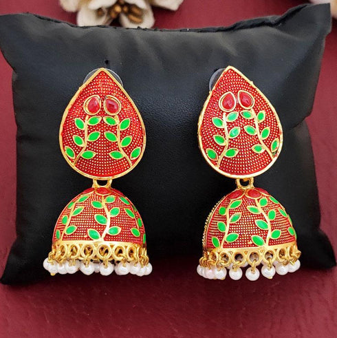 Meenakari Blossom Jhumka Earrings from Trenzify Store.