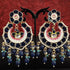 Royal Blue Meenakari Kundan Chandbalis from Trenzify Store.