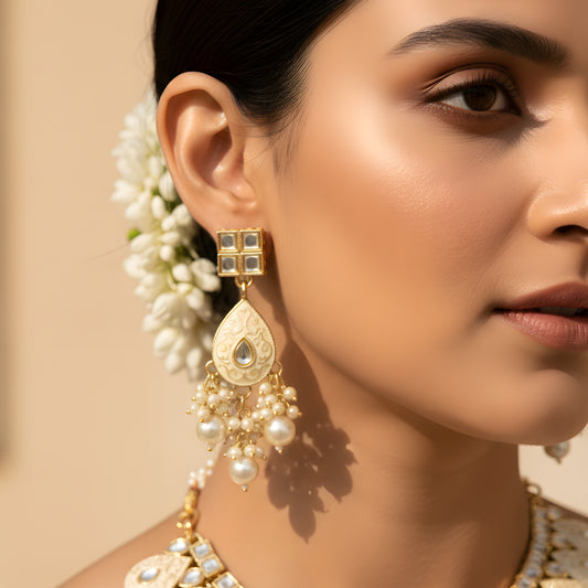 White Meenakari Necklace Set from Trenzify Store.